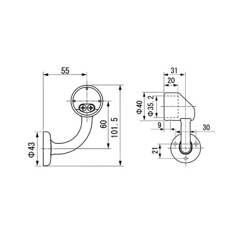 ぬくもり手すりNES 壁受止め ゴールド