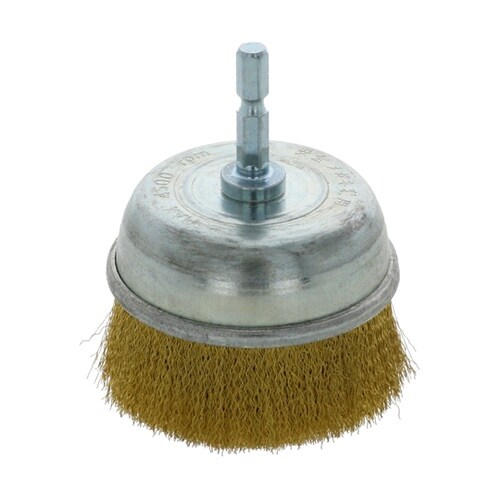 六角軸カップワイヤーブラシ真鍮75mm