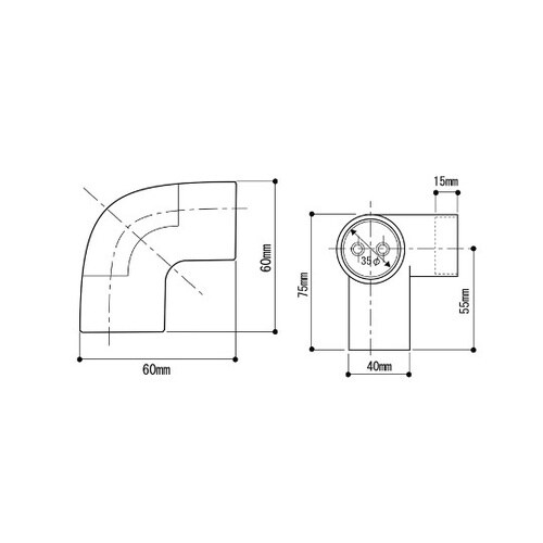 ぬくもり手すりNES L型エルボ ブロン