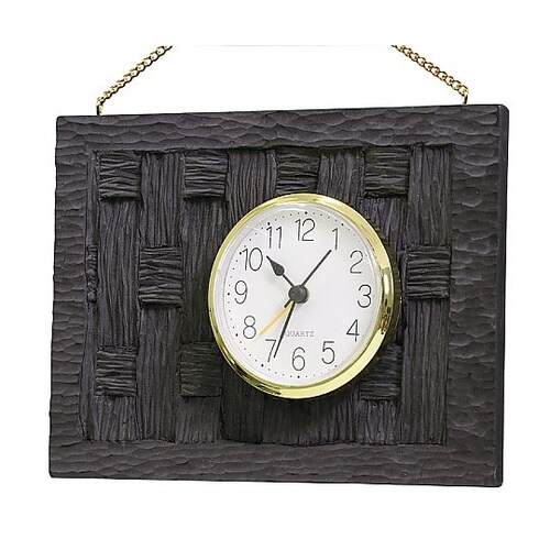 黒彫板 丸型時計かべかざり 20126