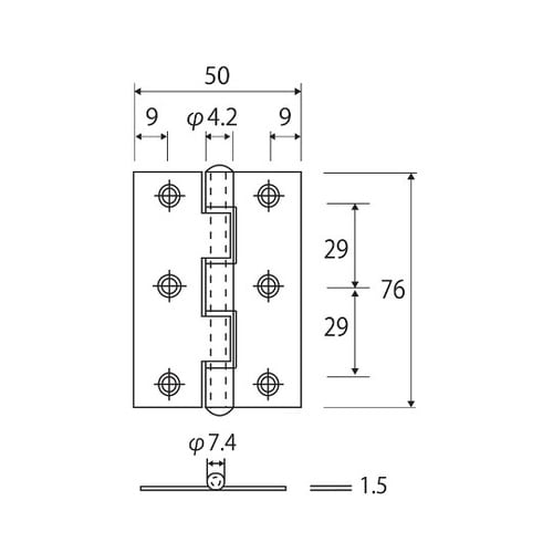 ステン厚口丁番 アンバー 縦76mm×横
