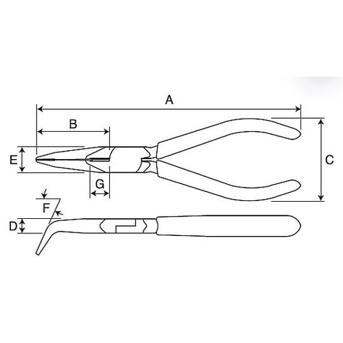 170mm 先曲ラジオペンチ(60゜)