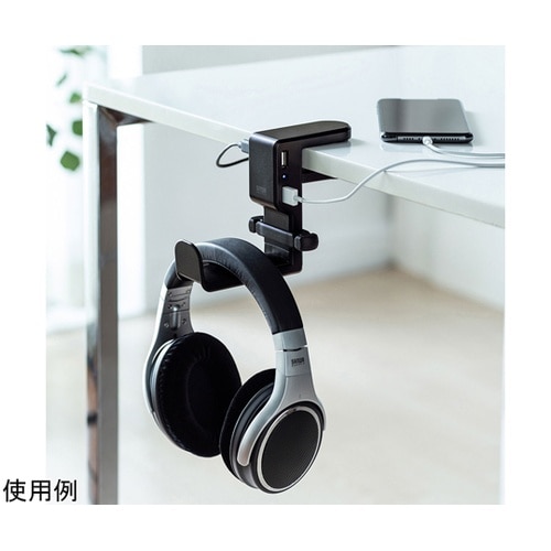 回転式ヘッドホンフック(USBポート付き