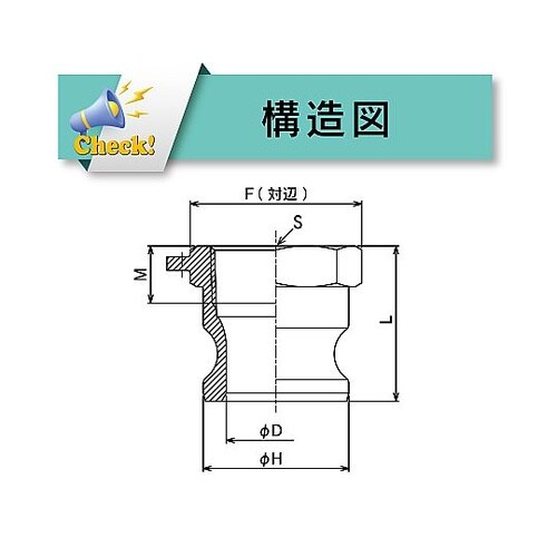 カムロック アダプター メネジ ステンレ