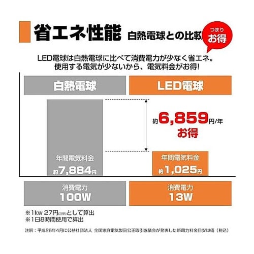 AC100V/ 13W/E26 LED電