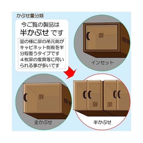スライド丁番 40mm 半かぶせ キャッ