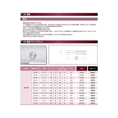 ICF203F 固定ブランクフランジ