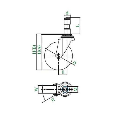ETF型キャスター 自在車ゴムパイプ差し