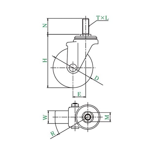 SJT型キャスター 自在車ねじ込み式 S