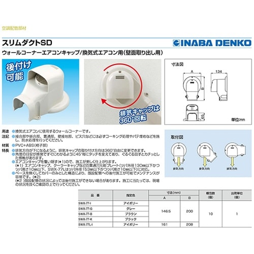 SWX−77−I ウォールコーナー換気式