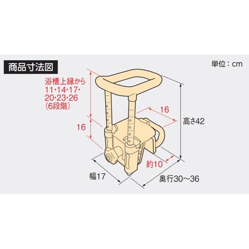 高さ調節付浴槽手すり UST−130R