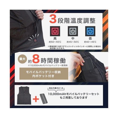 サイズ調整できる「ヒーターベスト」 HE