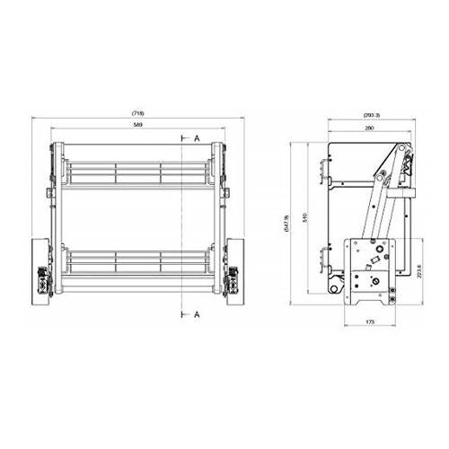 業務用エレベスイング(昇降棚)2段棚 壁