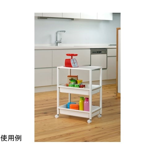 キッチンワゴン ワイドワゴン 3段 ホワ