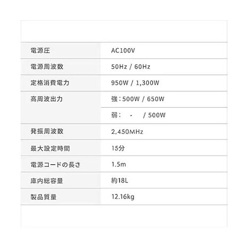 AC100V/1300W 電子レンジ(5