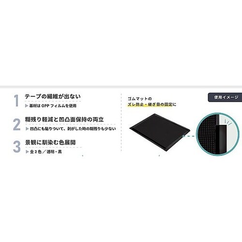 ゴムマット固定用テープ 透明 38mm×