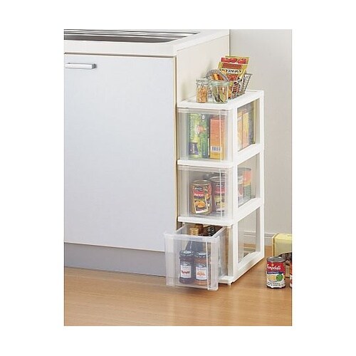 ピットスリムストッカー 3段 ホワイト