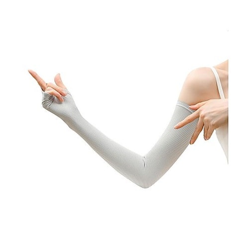 フィットスタイル 指なしボーダー柄ロング