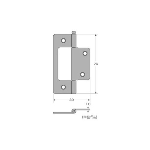 フラッシュ蝶番 76mm ウルミ 1セッ