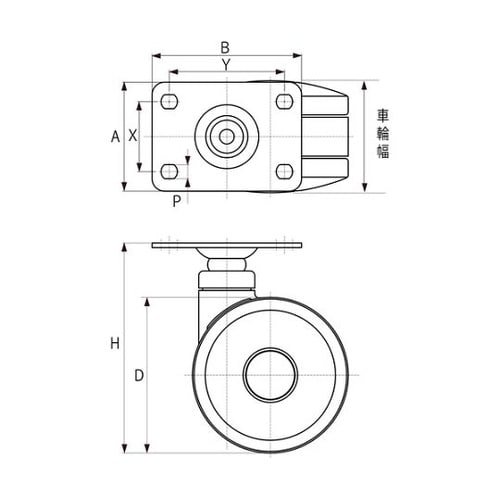 TPWE100 プレート式双輪キャスター