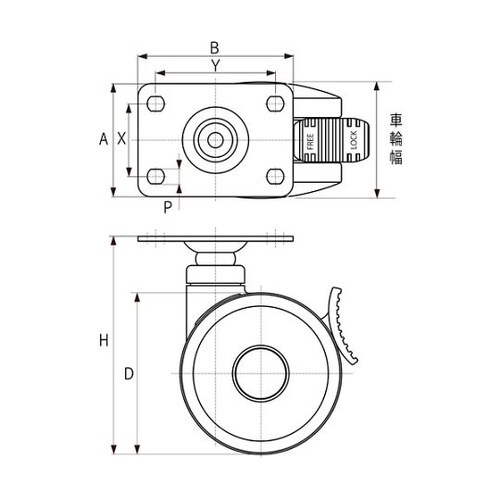 TPWES100プレート式双輪キャスター