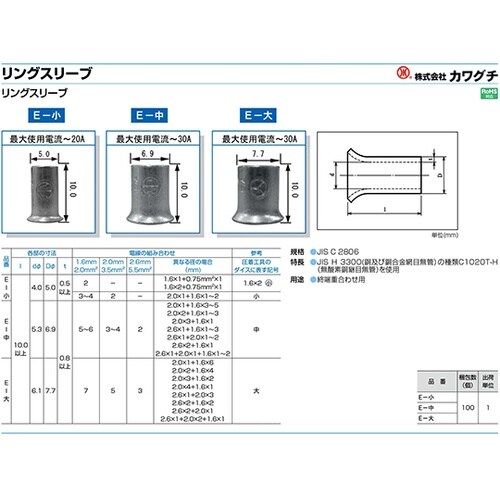 リングスリーブ E−大 100個入