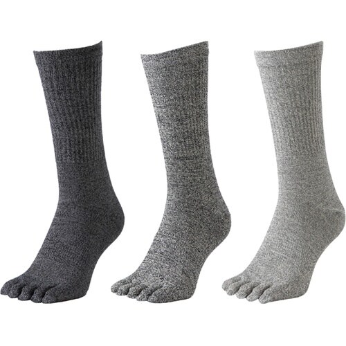 S−833 銀イオン 5本指靴下灰3足入