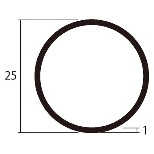 アルミ丸パイプ1m1.0×25銀4本
