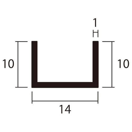 アルミチャンネル2m1.0×14×10銀