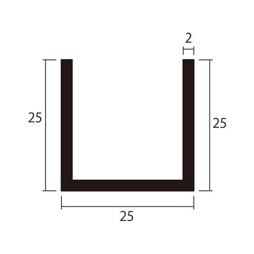 アルミチャンネル2m2.0×25×25銀