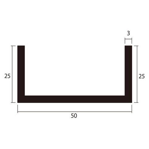 アルミチャンネル2m3.0×50×25銀
