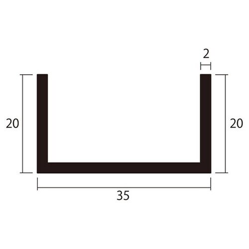 アルミチャンネル2m2.0×35×20銀