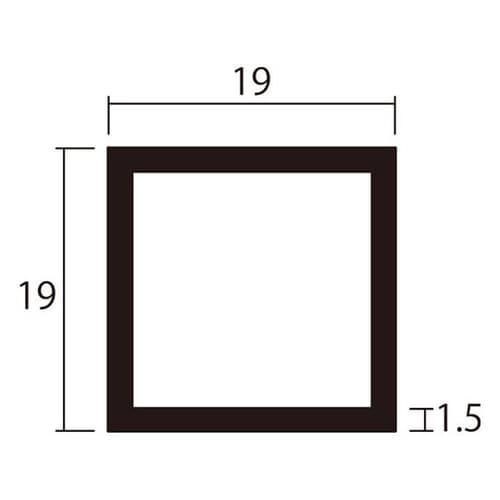 角パイプ2m1.5×19×19銀2本