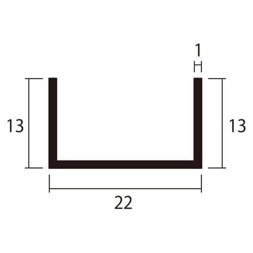 アルミチャンネル1m1.0×22×13銀