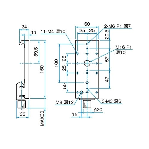CAA−60Lアルミ光学ベンチ用キャリア