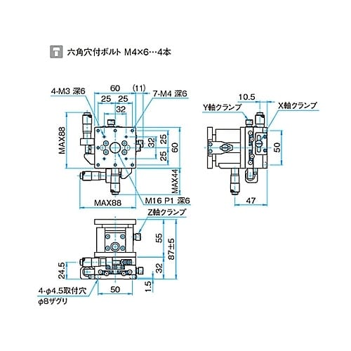 TSD−605SR XYZ軸ステージ