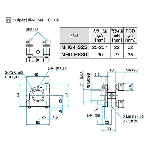 MHG−HS30 ミラーホルダー