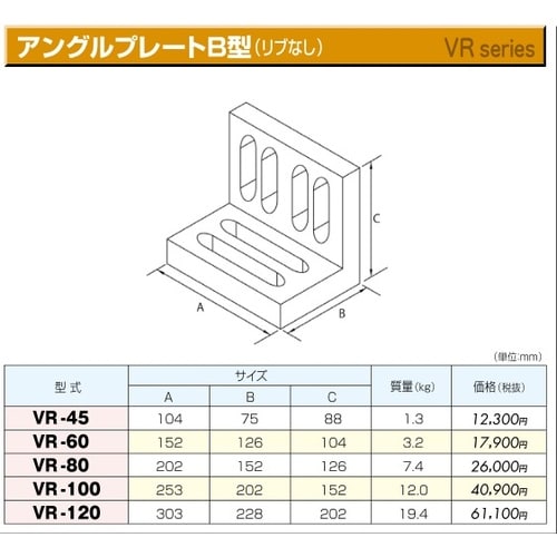 アングルプレートBガタ(リブなし)