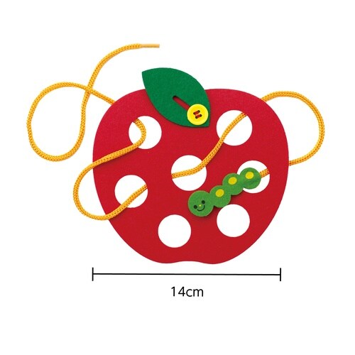 りんごのイモムシひもとおし