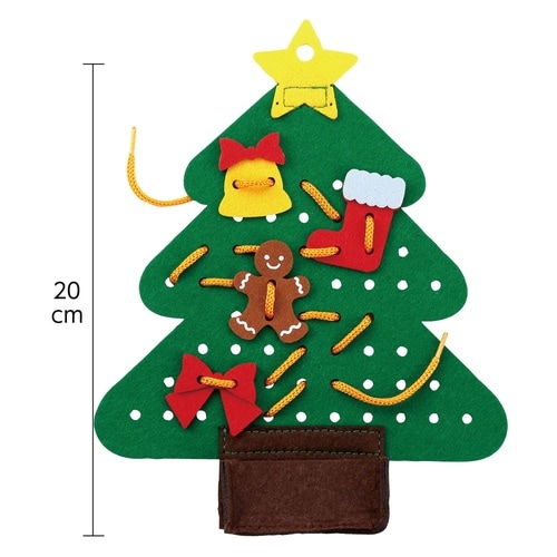 ツリーに飾り付けひもとおし