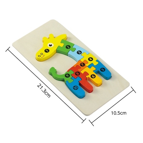 木製すうじパズル きりん