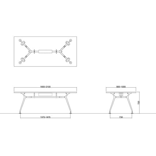CADMTGテーブルW1800D900BKWG