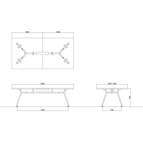 CADMTGテーブルW2400D1000BKLO
