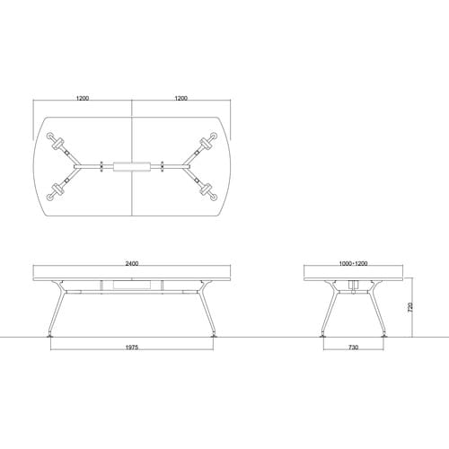 CADMTGテーブルW2400D1000PBWMG