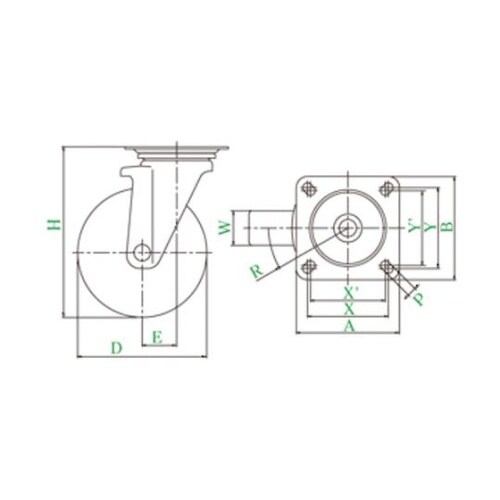 プレート式 自在 キャスター ゴム 車輪