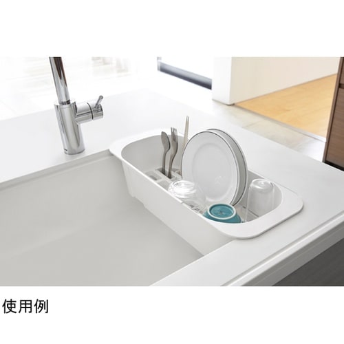 伸縮水切りバスケット アクア ホワイト