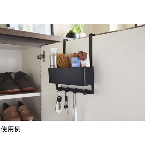 フック付きひっかけ下駄箱扉収納ラック ス