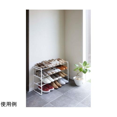 伸縮シューズラック フレーム3段 ホワイ