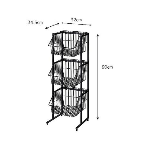 ネットカゴ3段スタンド 黒 61−778