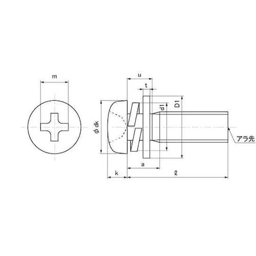 組込みねじ ピタック(+)ナベP=4(黄